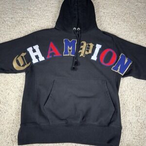 Vintage Champion Reverse Weave "Old English" Big Spellout‎ Sweater Size M Y2K